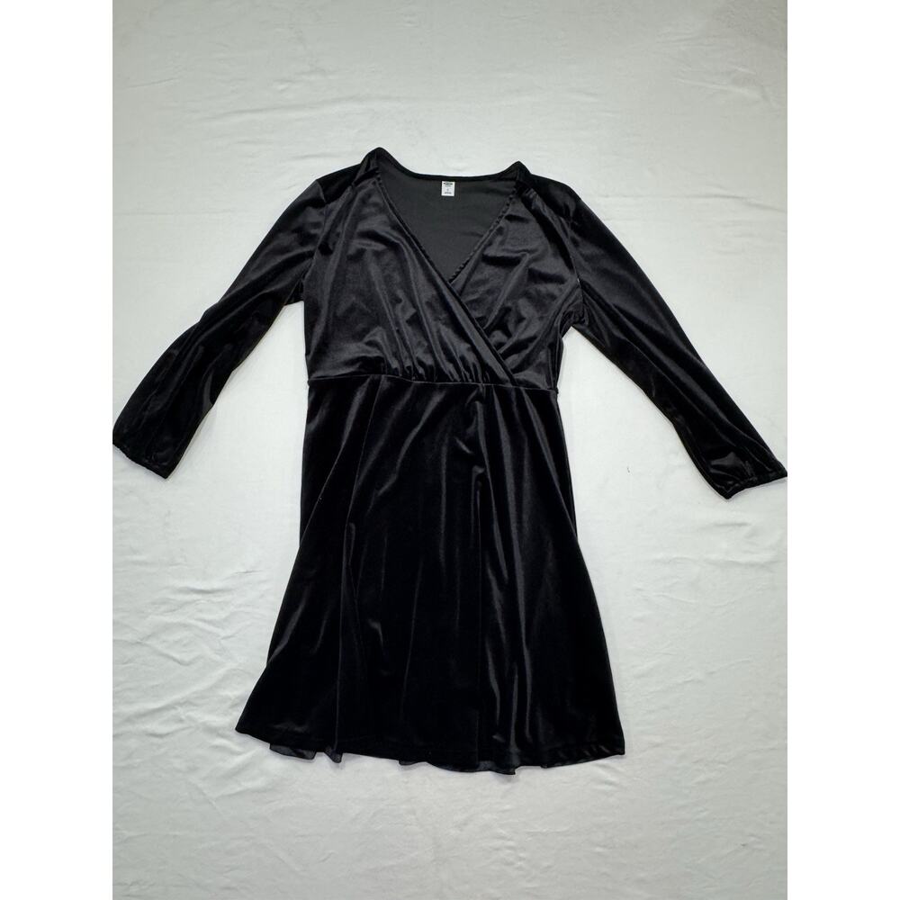 Old Navy Womens‎ Velvet Dress Sz L Solid Black Long Sleeve Boho
